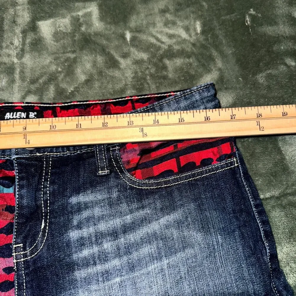 Y2K Allen B. By Allen Schwartz Cutoff Shorts Women’s 12 Blue Red Plaid‎ Denim